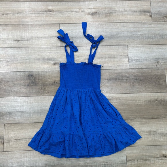 Royal Blue Dress with Bow Straps - Picture 1 of 5